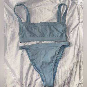 blue bikini bathing suit